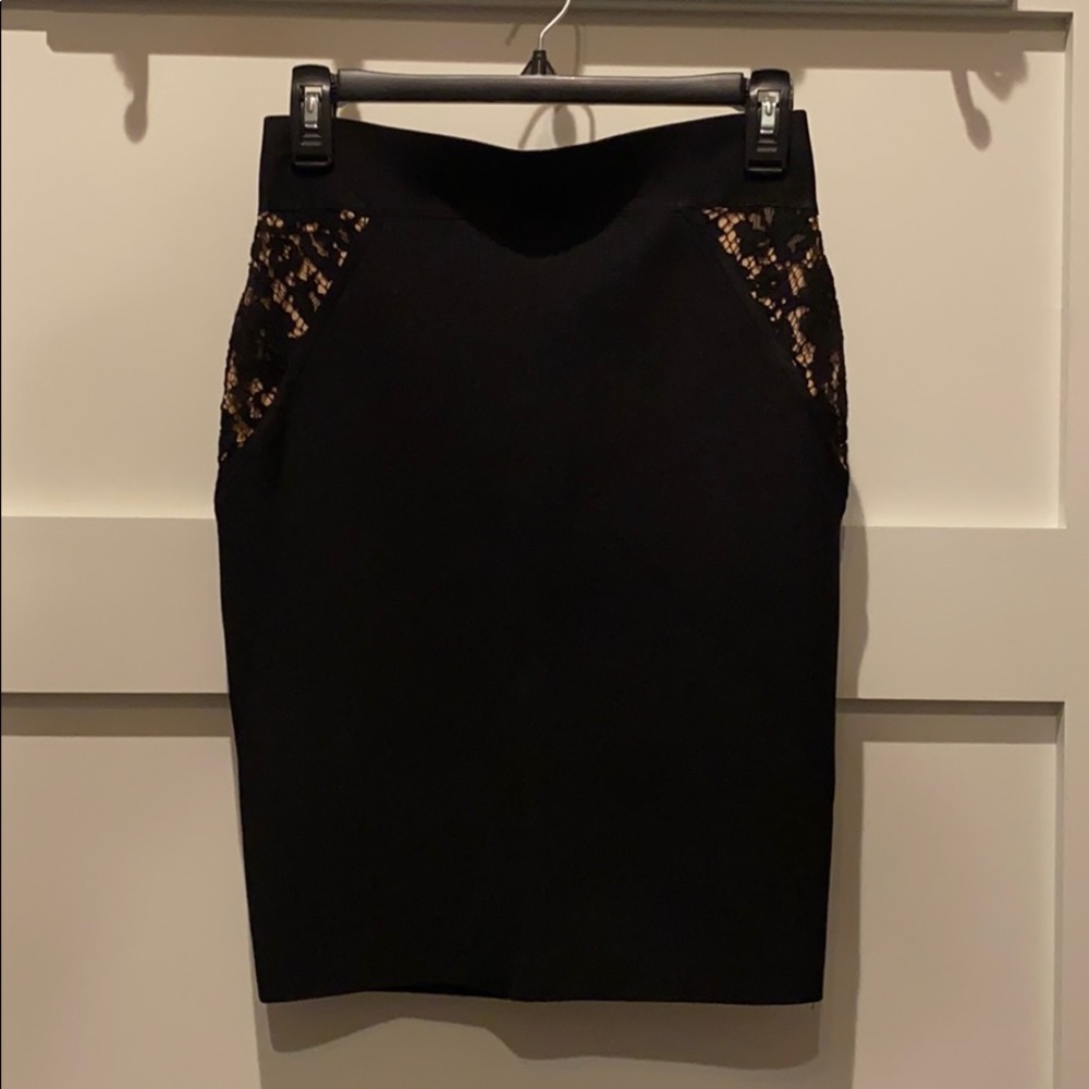 Bcbg skirt, black with lace detail, Medium, NWT